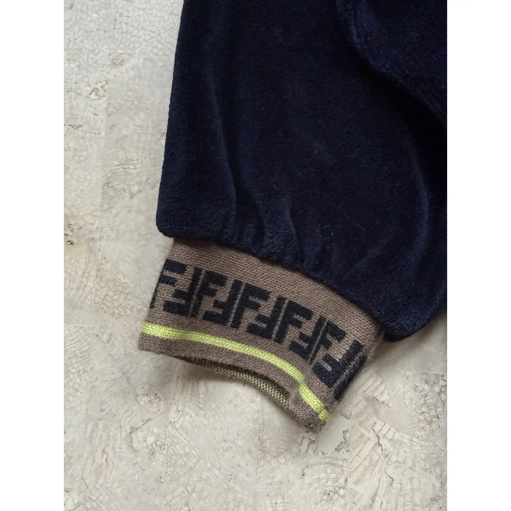 FENDI Kids Italy designer Navy Full Zip Velour Logo Hoodie Luxury Sz 24 Months - Picture 10 of 10